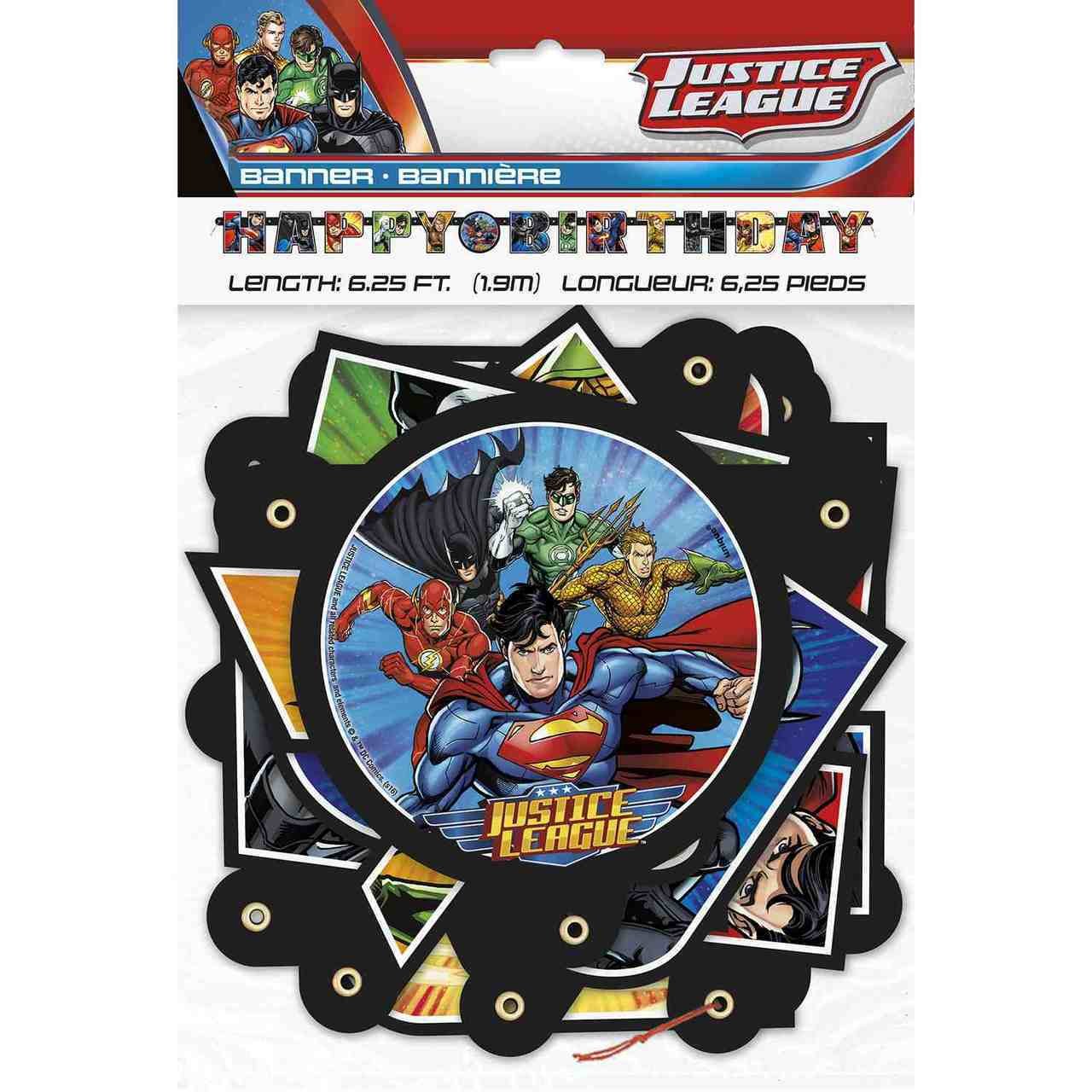 Unique Justice League Happy Birthday Jointed Banner - 6.5 Ft, 1 Pc