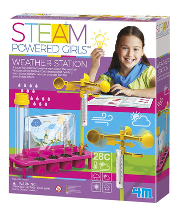 4M Toysmith, Steam Powered Girls Weather Station, Meteorologist Diy Stem Toy, For Girls Ages 8+