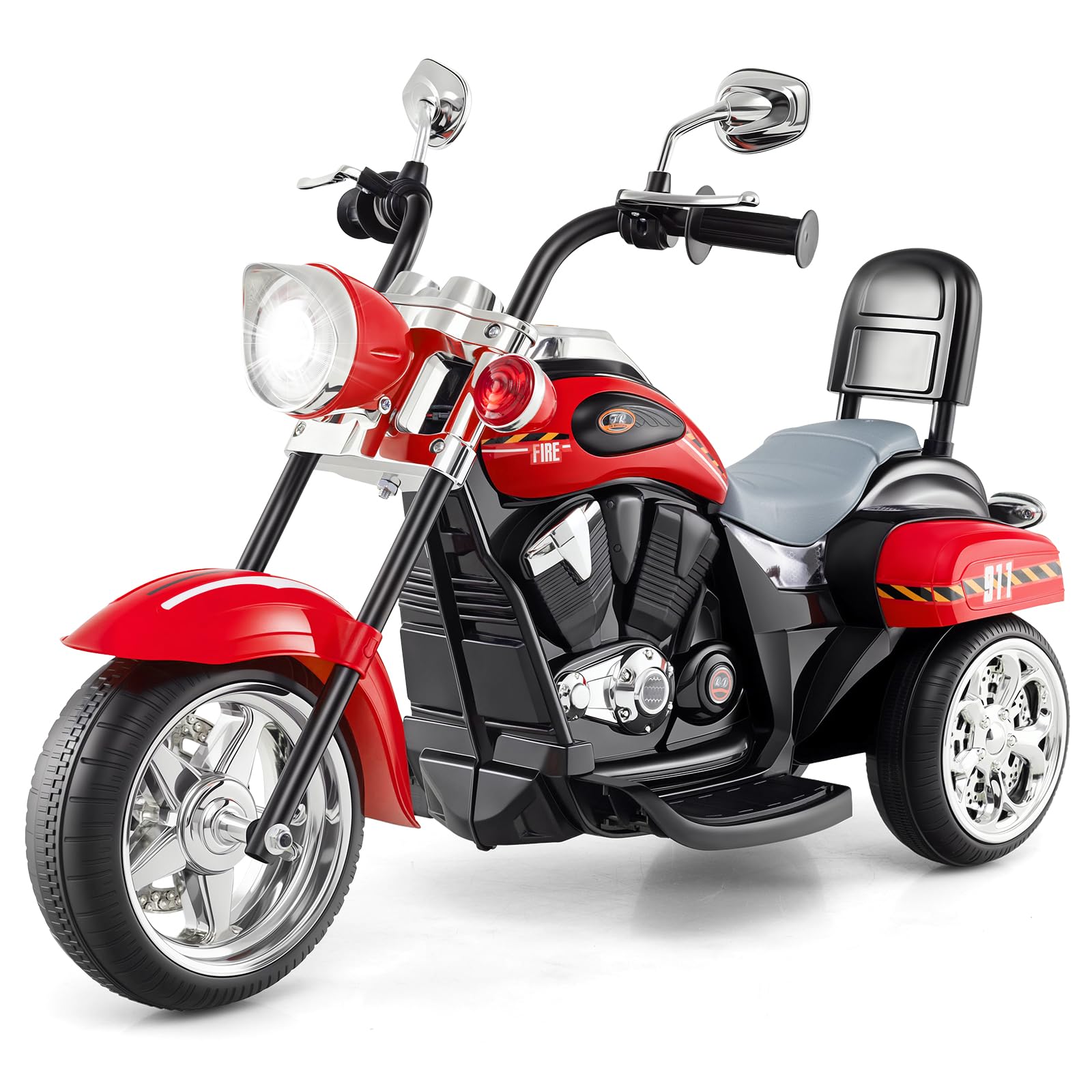 Costzon Kids Motorcycle, 6V Battery Powered Ride On Chopper Motorcycle W/Horn, Headlight, 3-Wheel Stable Ride On Toys, Electric