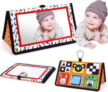 Epessa Baby Mirror Toys For Tummy Time, Newborn Infant Toys 0-6 6-12 Months, Baby Floor Mirror, Black And White High Contrast Baby Toys 0 3 6 9 Month Crawling Sensory Toy, Crib, Brain Development