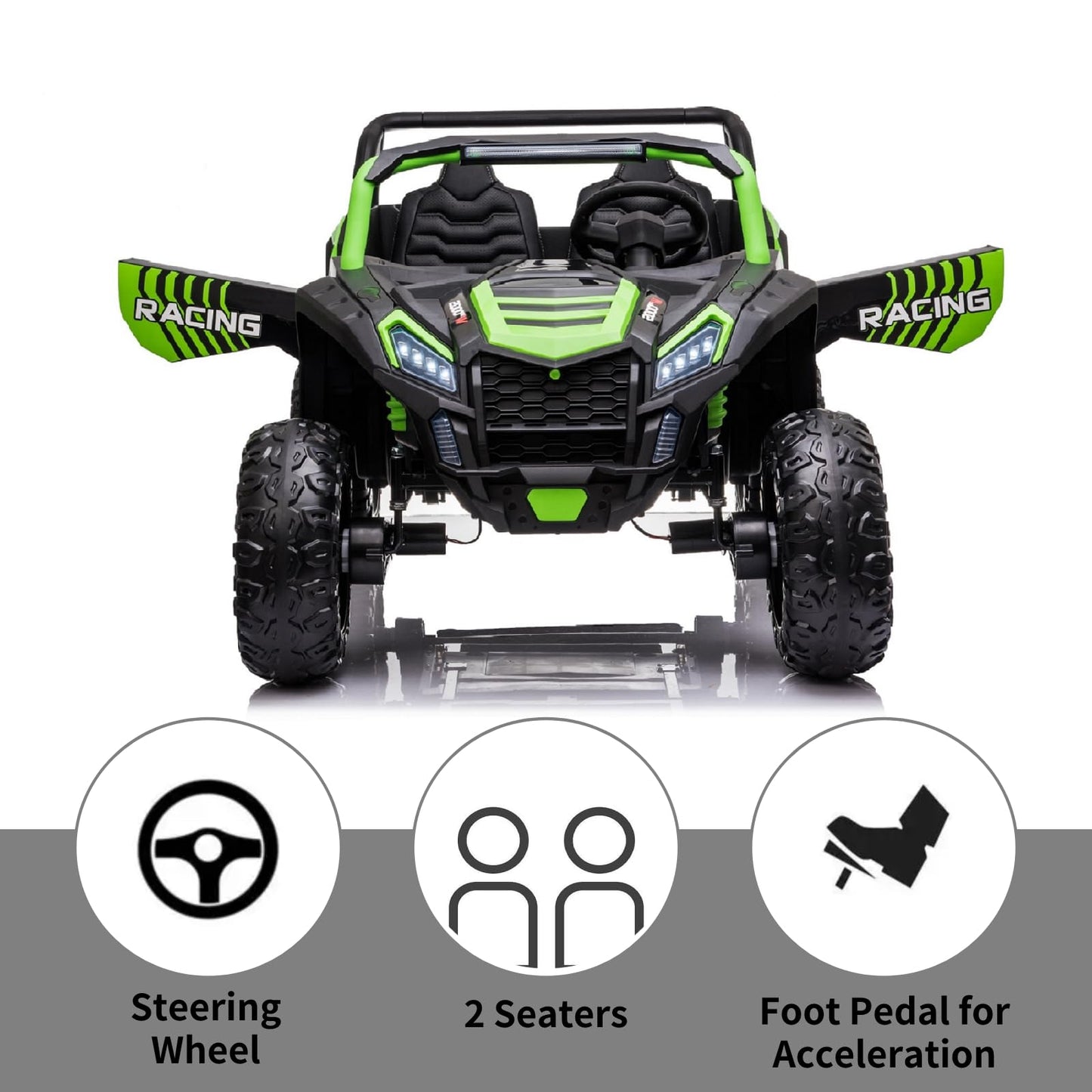 Luibas 24V 10Ah 2-Seater Ride On Car For Big Kids, Ride On Toy With Remote Control, 4Wd Battery Powered Electric Vehicle For Kid