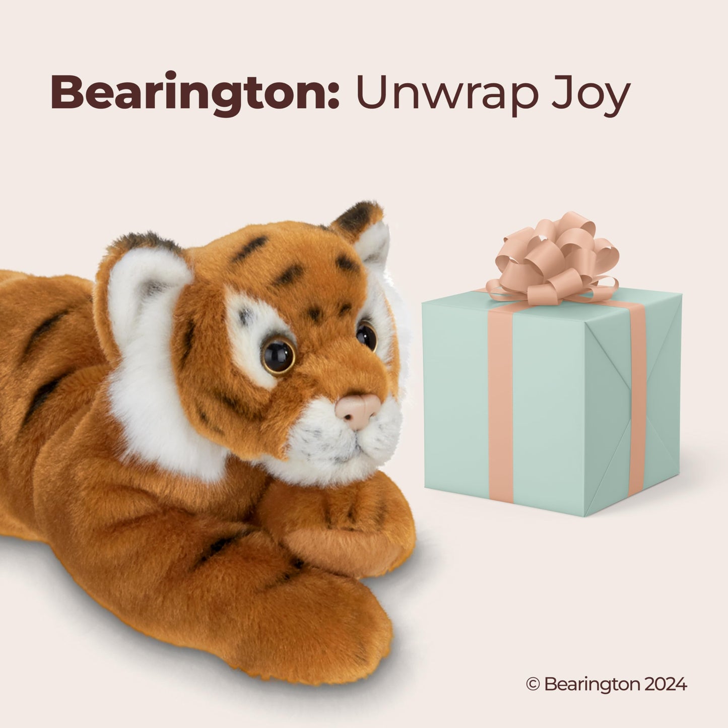 Bearington Lil' Saber Small Plush Stuffed Animal Tiger, 9 Inches