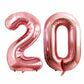 Goer Number 20 Balloons For 20Th Birthday Party Decorations,42 Inch Jumbo Foil Helium Balloons For 20Th Anniversary (Rose Gold)