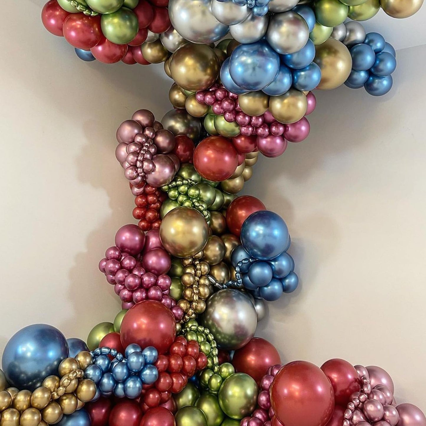 Nisocy Metallic Balloons Arch Garland Kit, 104Pcs 18In 12In 10In 5In Chrome Gold Silver Green Purple Red Balloons For Engagement