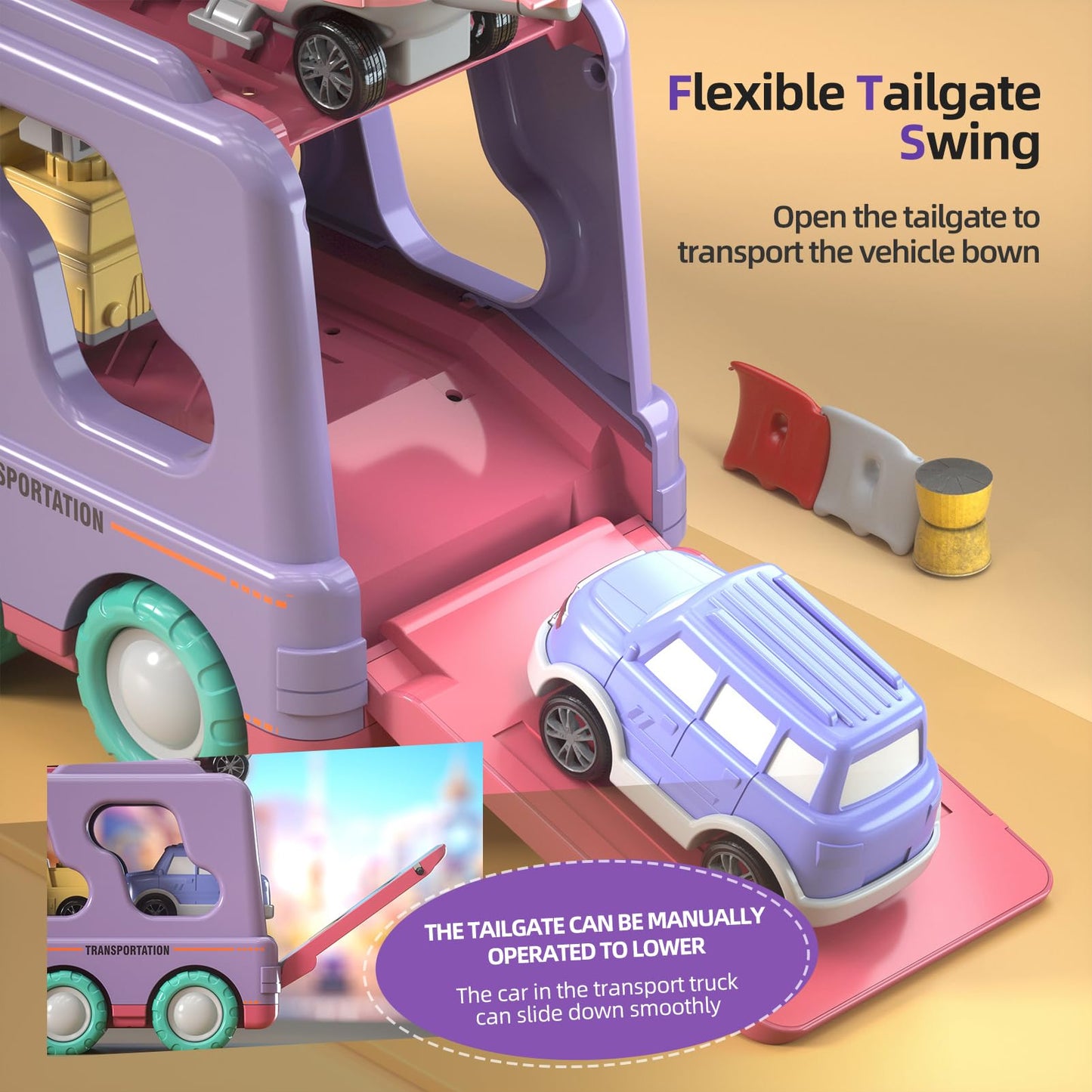 Beby Buty 7 In 1 Car Truck Toys For Girls Toddlers, Girls Toddler Car Truck Toys With Light Sound, Birthday Gifts Toys For 3 4 5