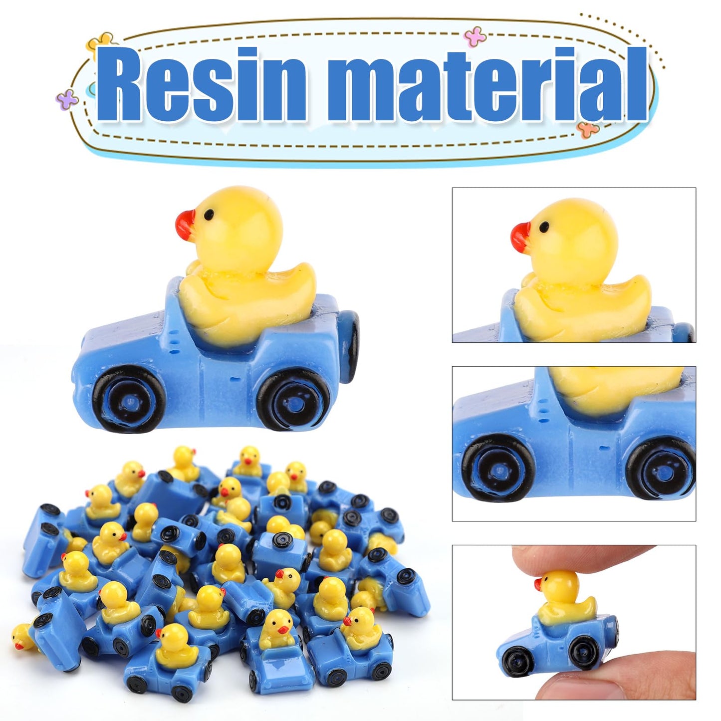 Tinoaly 30pcs Miniature Duck Figures  Whimsical Resin Mini Ducks in a Car  Dark Blue  1:12 Scale  mature-themed  Unisex  Ornament