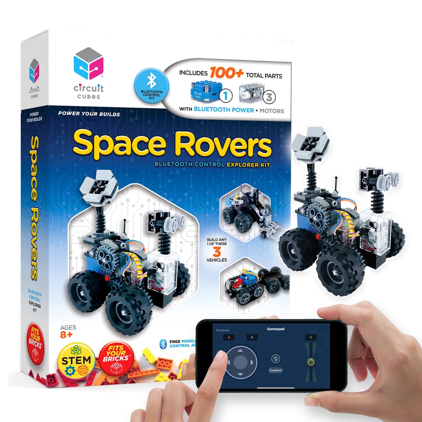 Circuit Cubes Space Rovers Kit - Remote Control Robotics Kit - STEM Learning Toy for Kids Age 8 and Up
