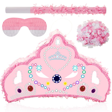 Lewtemi Piñata Party Decorations With Stick Blindfold And Confetti For Party Decorations Centerpiece, Photo Prop, Birthday, Funny Anniversary(Pink Crown)