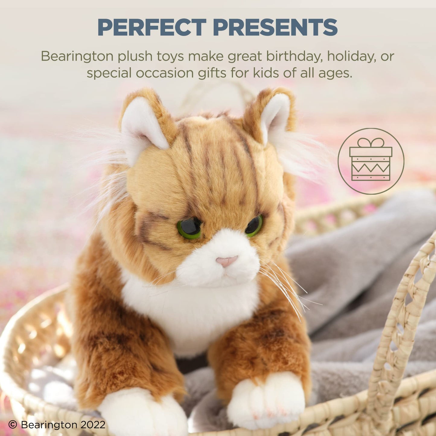 Bearington Manny The Tabby Cat Plush, 10.5 Inch Orange Cat Stuffed Animal