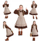 Aimeiar Pioneer Girl Costume Colonial Prairie Dress With Scarf, Dress, Apron Coffee (3T-4Yrs)