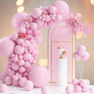 130Pcs Light Pink Balloons Garlands Kit, 18'' 12'' 10'' 5'' Different Sizes Pack Pink Latex Balloon Arch For Birthday Baby Showe