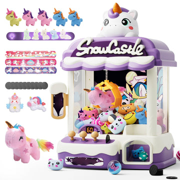Skirfy Large Claw Machines For Kids,Unicorns Toys For Girls Age 6+,Candy Dispenser Arcade Games Mini Vending Toy With Slap Brace