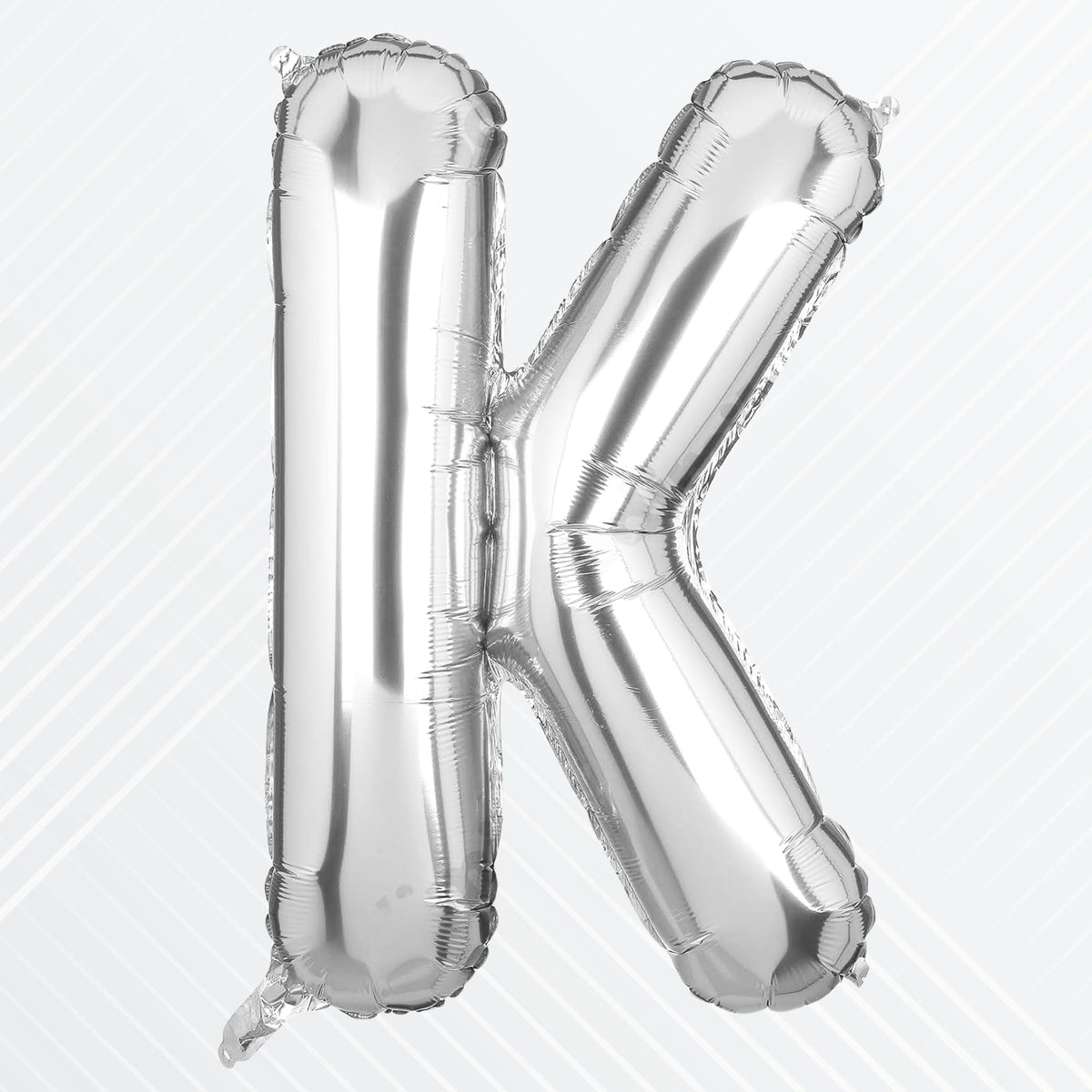 Flyloons Silver Alphabet Letter Foil Balloons for Name K Birthday Decoration Items, Anniversary, Baby Shower, Bachelorette, Wedd