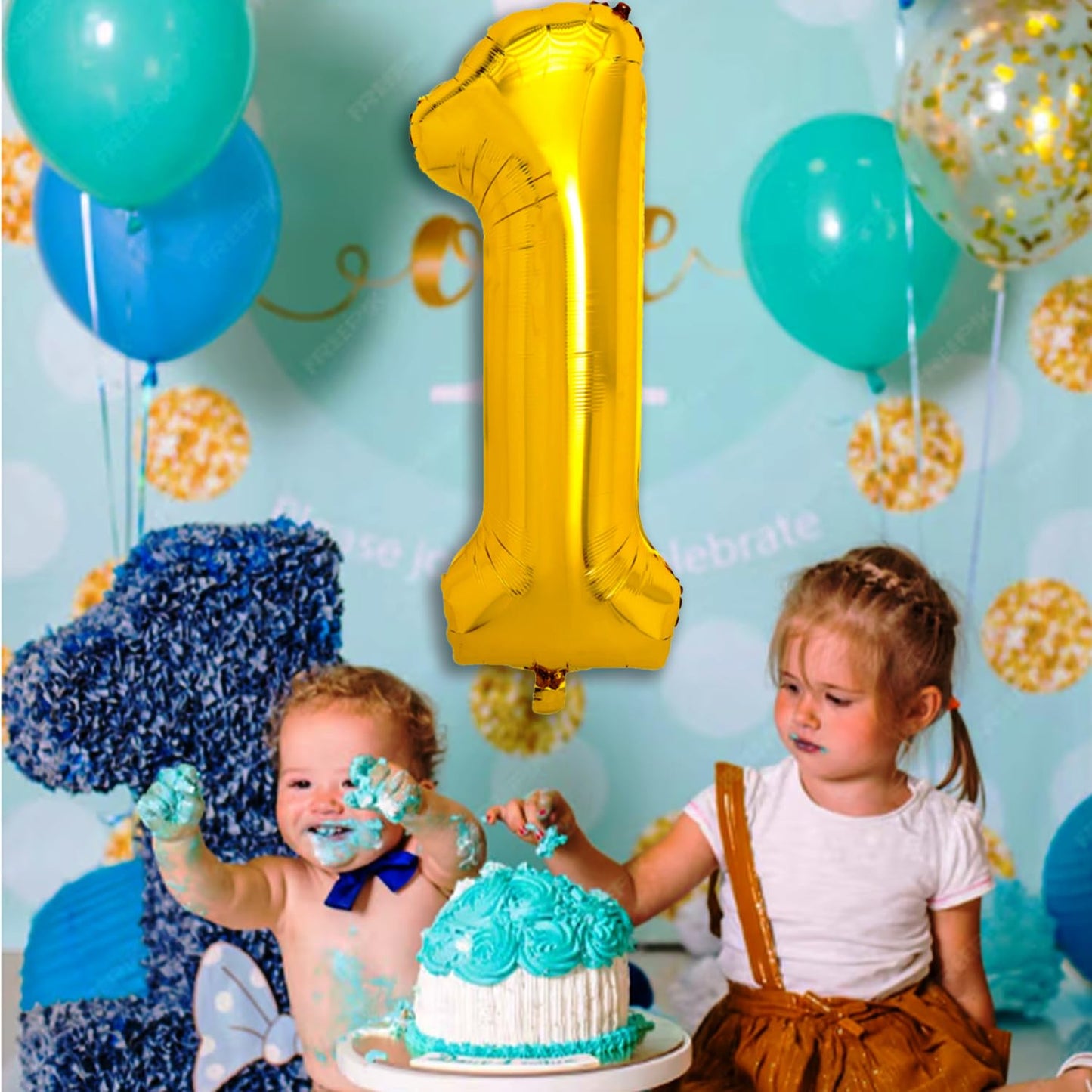 Pigetale 40 Inch Gold Large Number 1 Balloon For 1St Birthday Decoration, Giant Jumbo Self Inflating Foil Number Balloons 0-9 Fo