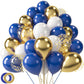 Lovestown 60Pcs Blue Gold Balloons, 12 Inches White Royal Blue Confetti Latex Balloons With Ribbon For Graduation Birthday Backdrop Wedding Baby Shower Engagement Party