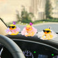 wonuu Rubber Duck Car Dashboard Decoration  Duck Car Ornament Cute Car Accessories with Mini Crown Dress Pearl Necklace Glasses  White Starry Skirt