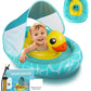 Relaxing Baby - Double Baby Pool Float With Adjustable Safety Seat,Canopy Upf 50+ Sun Removable,Inflatable Animal Style Float,Swimming Float With Pool Toys For 6-36 Months