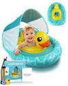 Relaxing Baby - Double Baby Pool Float With Adjustable Safety Seat,Canopy Upf 50+ Sun Removable,Inflatable Animal Style Float,Swimming Float With Pool Toys For 6-36 Months