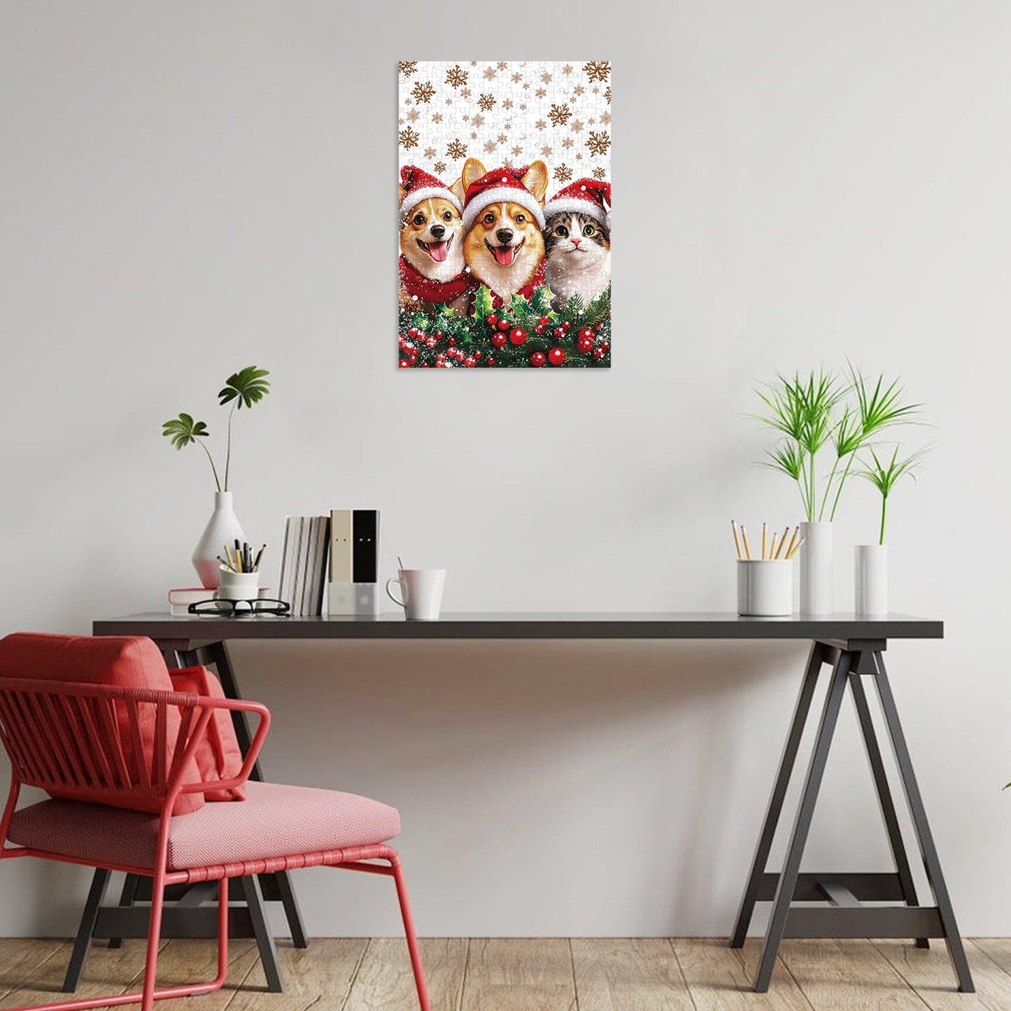 Great Jigsaw Puzzles for mature-themeds 300 Pieces Christmas Dog and Cat Puzzles for mature-themeds Toys Gift Family Decoration Kids Puzzle