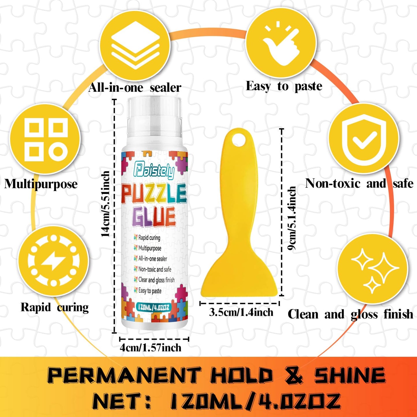 Puzzle Glue With New Sponge Head, Suitable For 1000/3000/5000 Pieces Of Paper And Wood Puzzles, Clear Quick Dry Jigsaw Puzzle Gl