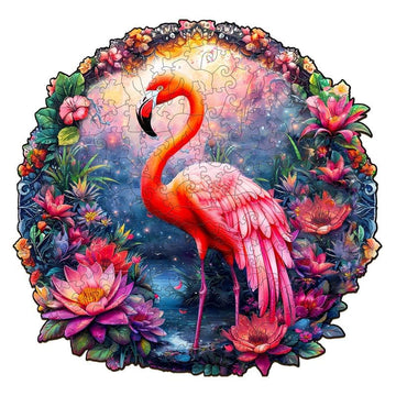 Jigfoxy Wooden Puzzles for mature-themeds  Flamingo Wood Puzzles mature-themed  Unique Animal Shape Wooden Jigsaw Puzzles  Birthday Gifts for Puzzles Lovers Family Friend (L-13.3 * 12.9in-260pcs)