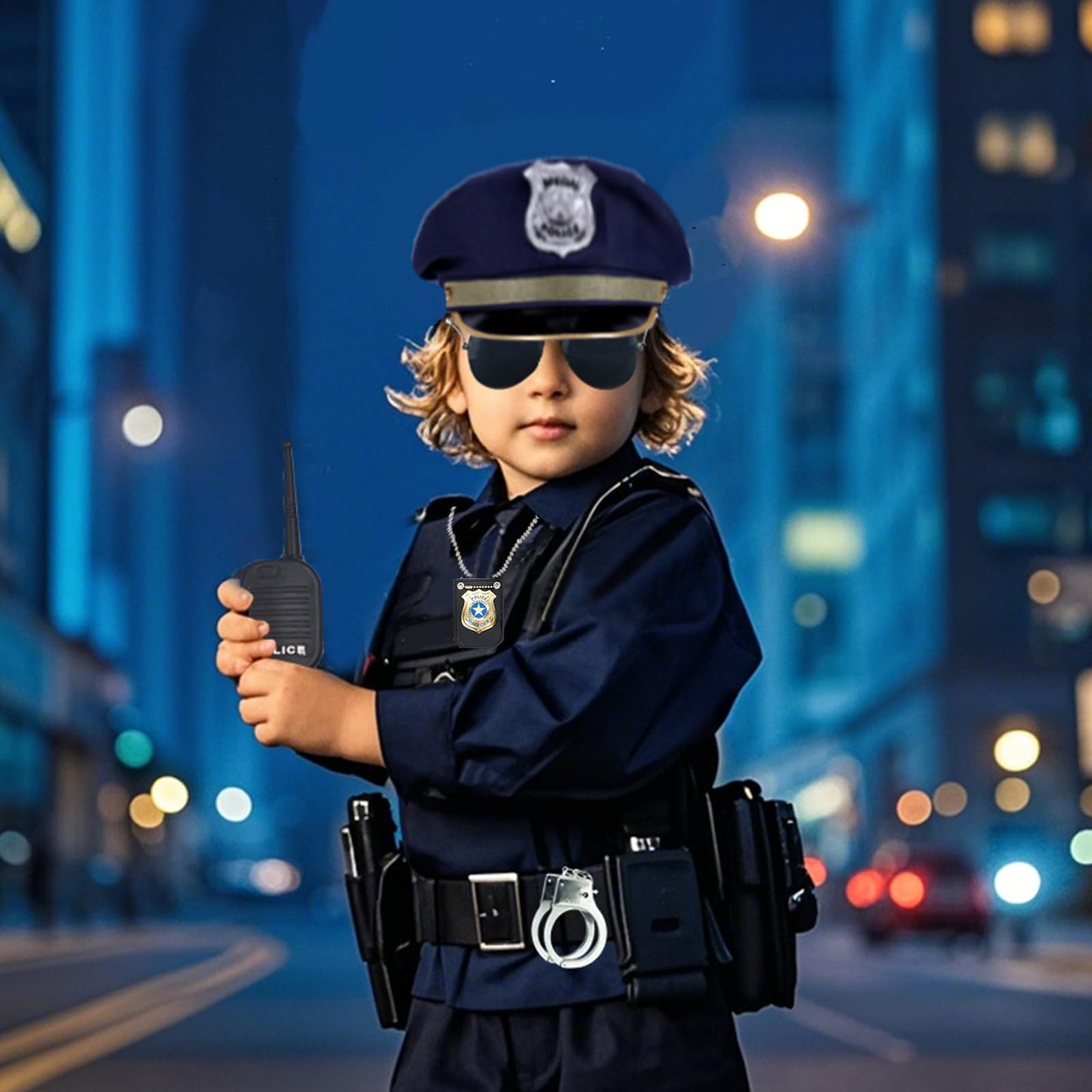 Qpcos Police Costume For Kids, Cop Costume Outfit Set For Halloween Role-Playing, Carnival Cosplay, Themed Parties (Police, Medi