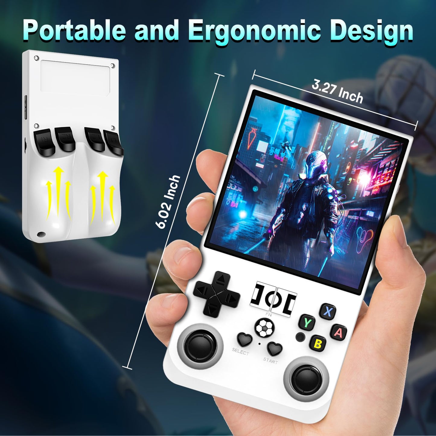 R36Max Handheld Game Console,4.0 Inch Ips Screen Linux System With 64Gb Tf Card,Retro Gaming Console Built In 18000+ Games,Porta