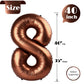 IWERP Mylar Foil Number 8 Balloon, 40 Inch Coffee Brown Birthday Decoration for Boys and Girls