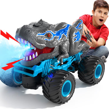 Lilybuds Remote Control Dinosaur Car For Boys Kids, 2.4Ghz Rc Dinosaur Truck For Toddlers, Electric Hobby Rc Car Toys With Light