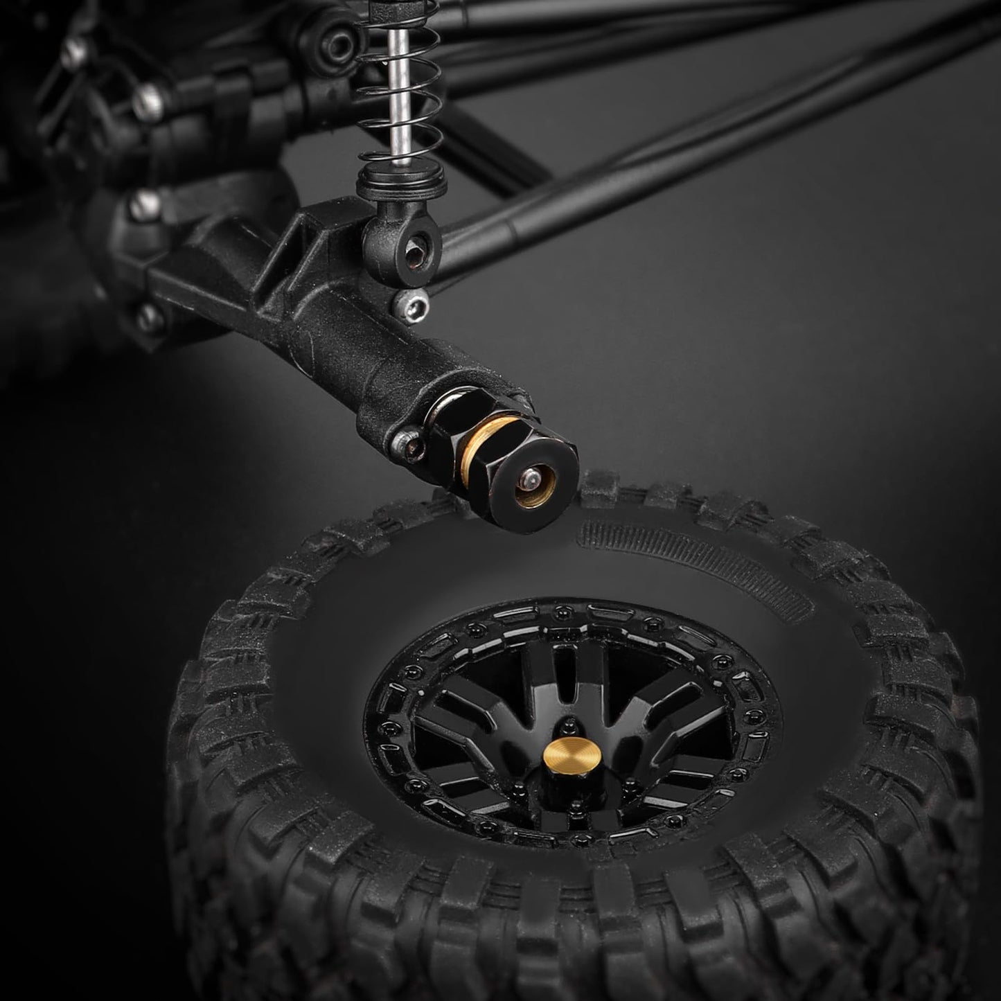 4 Pieces Brass 7mm Hex Extended Wheel Hubs Wheel Spacers Axle Extension Combiner w/Locknuts and Wrench, Compatible with Axial SC