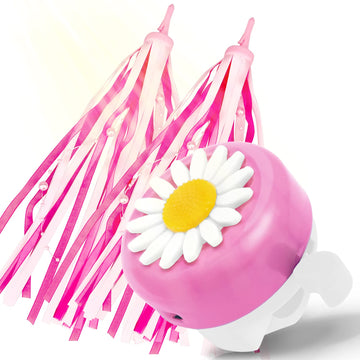 Kortes 1 Pack Kids Bike Bell And 2 Pack Kids Bike Streamers For Children'S Bike Accessories (Pink, Red,& Blue) (Pink & White)