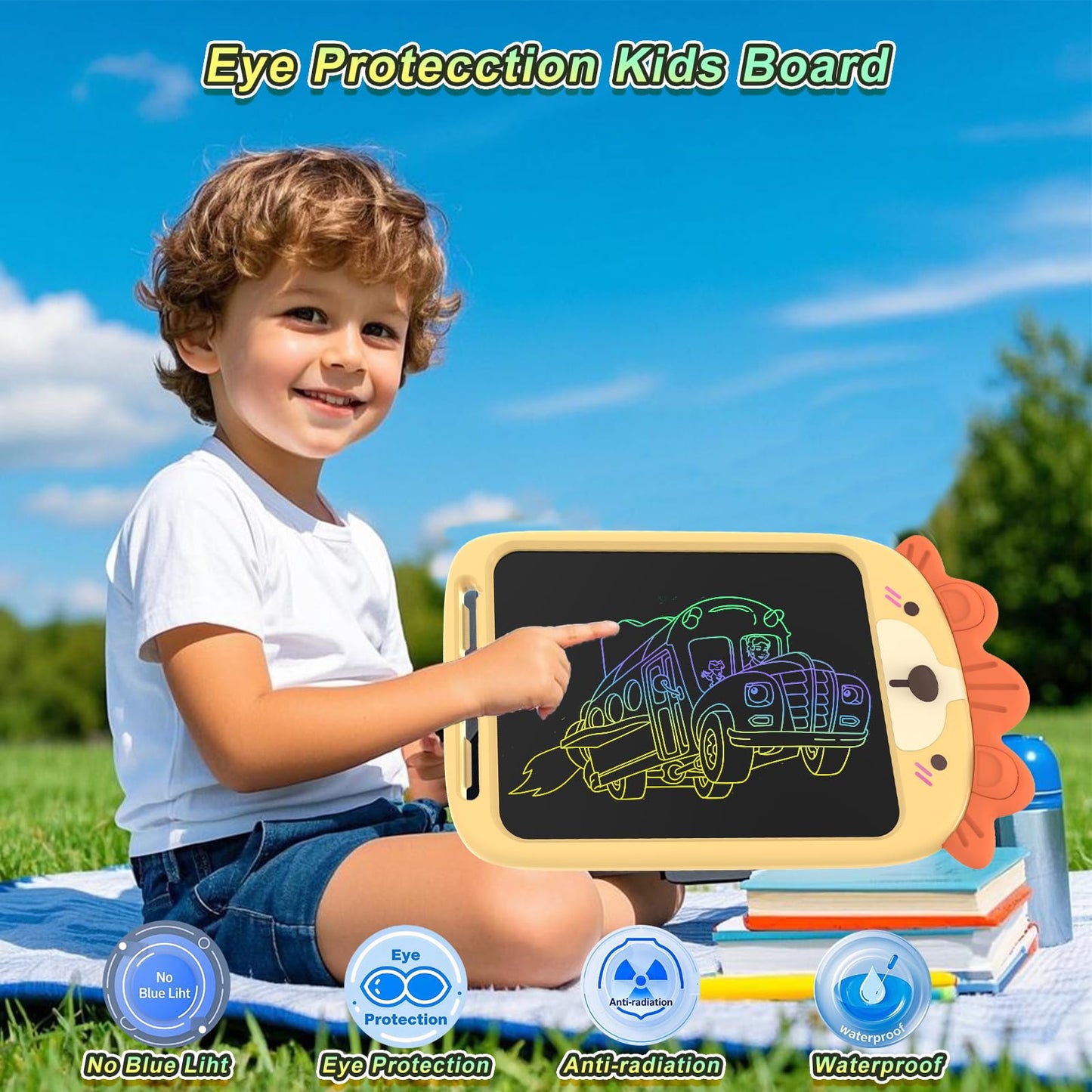 CHAFEGY 10 Inch LCD Writing Tablet, Erasable Doodle Board Toy, Cute Lion Drawing Pad for Kids Ages 2-6 - Educational Christmas B