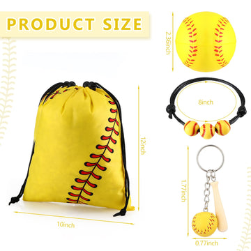 Nuogo 48 Pcs Softball Party Favors Softball Gifts For Girls Include 12 Pcs Softball Goodie Bags 12 Pcs Softball Keychain 12 Pcs
