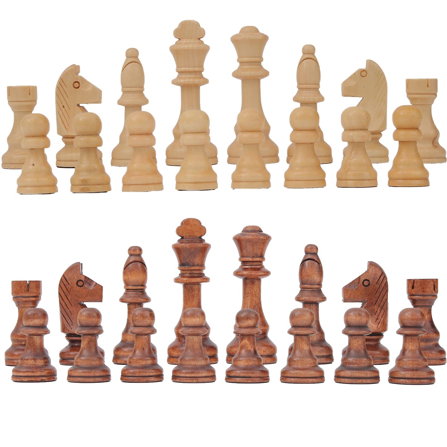 LuckyWish Large Wood Chess Pieces - 4.3 Inch King, Brown, Chess Pieces Only
