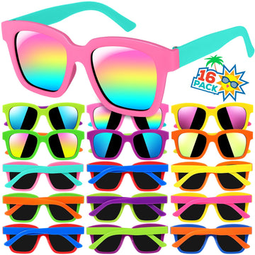 Luucio 16 Pack Kids Sunglasses Bulk, Kids Sunglasses Party Favor With Uv400 Protection, Party Favors For Kids Goodie Bags, Summer Beach Party Favors, Pool Party Favors For Kids Age 3-8