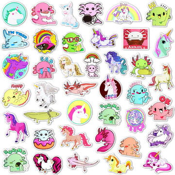 Susihi 80Pcs Cute Axolotl Stickers For Water Bottles Unicorn Stickers For Kids Girls Axolotl Waterproof Vinyl Stickers Bulk