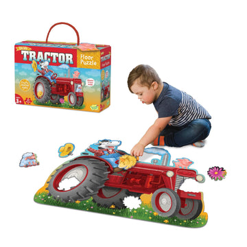 Peaceable Kingdom Shiny Tractor Floor Puzzle – Giant Tractor Puzzle For Kids Ages 3 & Up – Fun-Shaped Puzzle Pieces – Great For Classrooms