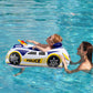BOffer Baby Pool Float - 3D Police Car Design, Heavy Duty PVC, 31x24x0.54", Blue White, Model HH2025