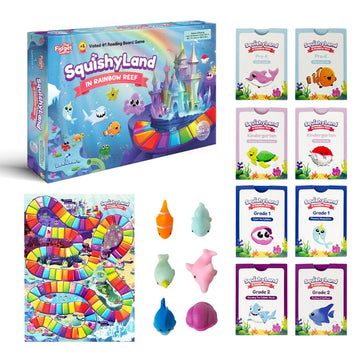 The Fidget Game SquishyLand Educational Toy Set - Rainbow Reef, Silicone Mochi Squishies, Board Game for 2-6 Players, Multi-Color