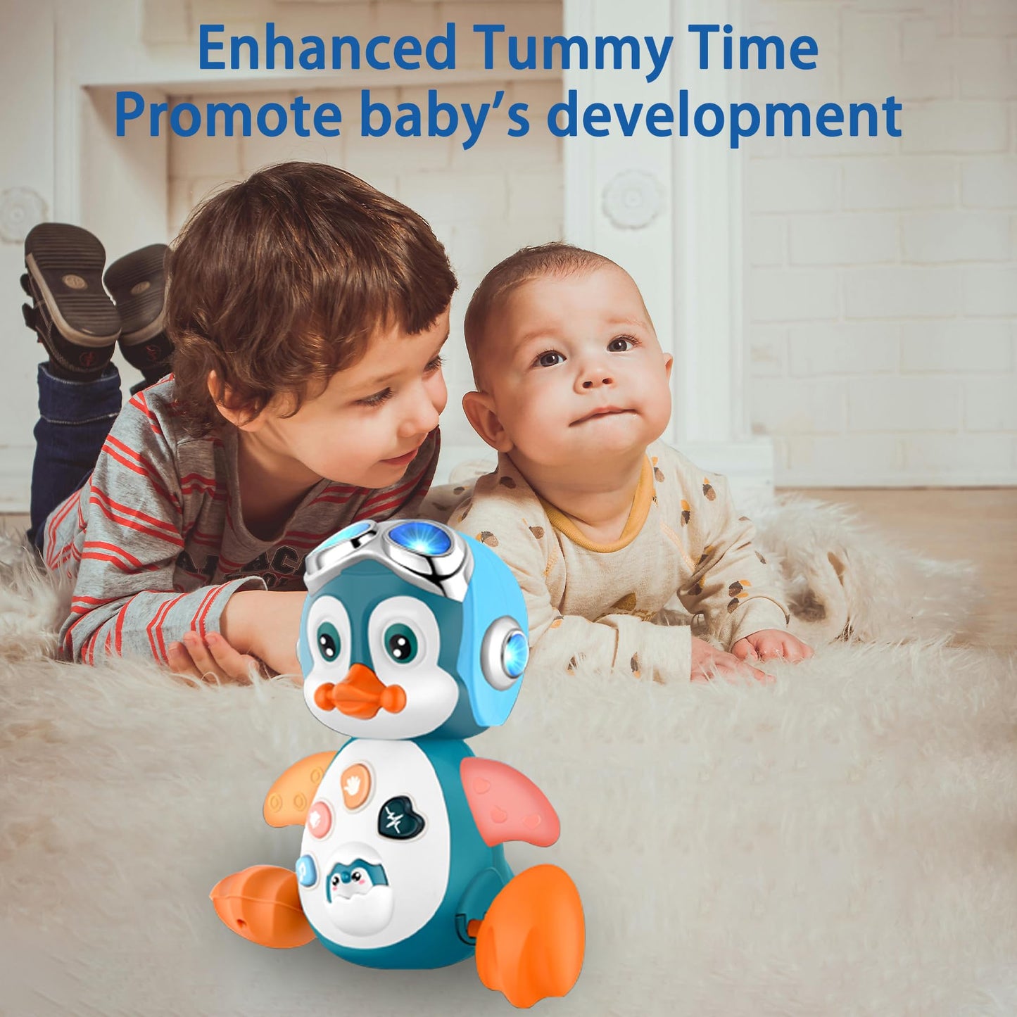 Crawling Penguin Baby Musical Toys, Baby Tummy Time Toys For Infant 0-3 0-6 6-12 12-18 Months Music Learning Crawl Interactive Development Toy With Led Lights, Babies Toddler Boy Girl Birthday Gift