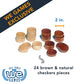 We Games Wooden Checkers Pieces Only (2 Inch), Checker Board Game & Backgammon Pieces, 24 Brown And Natural Stained Stackable Ridges With A Drawstring Storage Bag, Replacement Game Piece