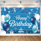 Blue Birthday Party Backdrop Blue Happy Birthday Banner Blue Photography Background For Home Decorations Party Supplies 70.8 X 4
