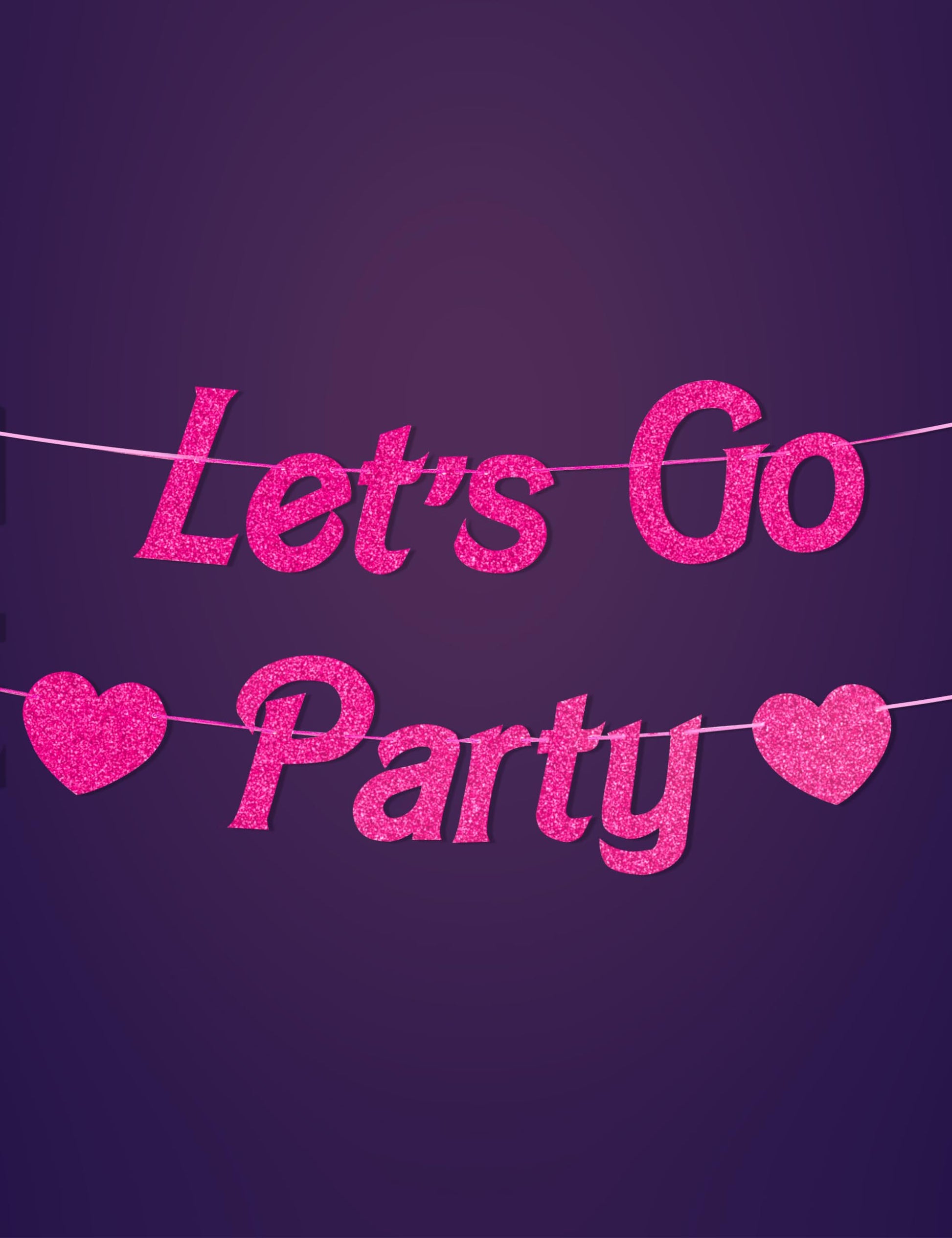 HOUSE OF PARTY Lets Go Party Banner - 5 Ft | Pink Glitter Bachelorette Party for Decoration | Girls Banner for Photo Props, Bir
