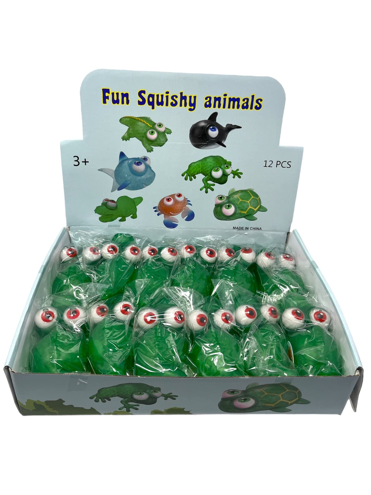 Warm Fuzzy Toys Full Case (12) Floating Eye Animal Squishy Dinosaur | Funny Sensory Fidget Great For Party Favor, Prize Box, Pta Carnival Or School Fundraisers