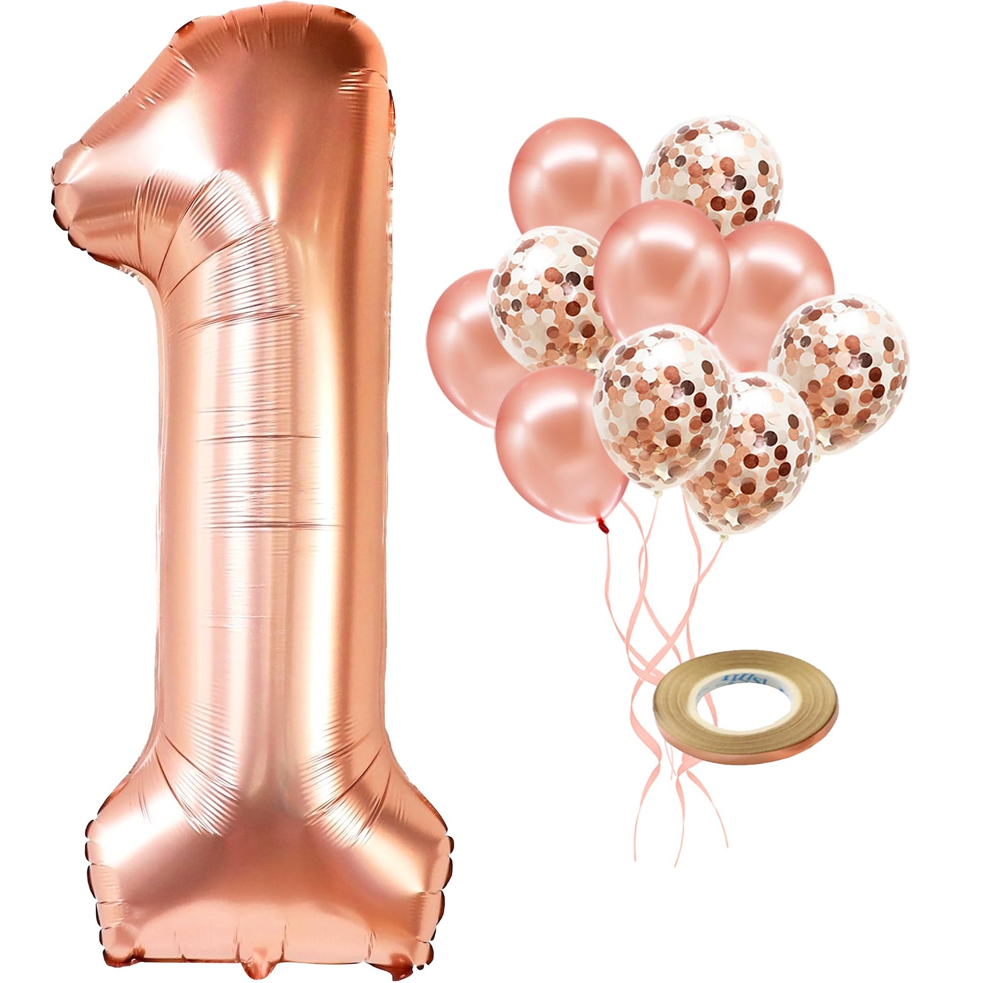 KatchOn, Giant Rose Gold 1 Balloon Set - 40 Inch | 1 Balloons for 1st Birthday | First Birthday Decorations for Girl | Number On