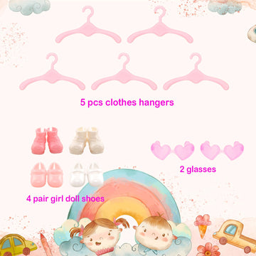 Miunana 12 Pcs 5.3 Inch Girl Doll Clothes Dress Outfits And Shoes For Chelsea Girl Doll Clothing With 2 Pairs Of Shoes For 4-6 Inch Chelsea Girl Dolls Clothes And Accessories Doll Top And Pants