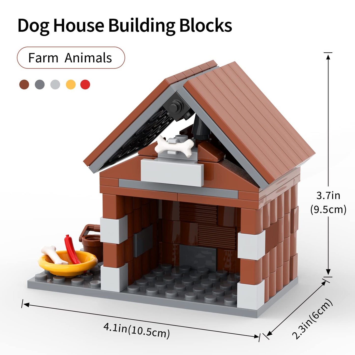 PIPART Dog House Building Blocks Set - 109 Pieces Animal Kennel Toy for Kids Ages 8+ - Durable ABS Material