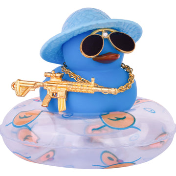 Cofubcad Car Rubber Duck Dashboard Decoration Colorful Duck Car Ornaments With Special Props Mini Swim Ring Sunglasses Cowboy Or Sun Hat(A37)