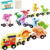 Yzata Magnetic Wooden Dinosaur Train Set Montessori Preschool Educational Car Toys For Baby Toddlers Infants Boys Birthday Gifts