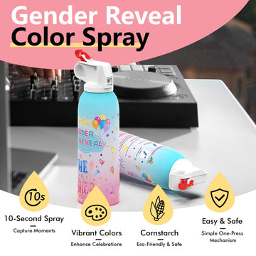 Previvo Gender Reveal Fire Extinguisher Set - 2 Pcs Pink Gender Reveal Smoke Spray - 100% Biodegradable Party Supplies- For Memo